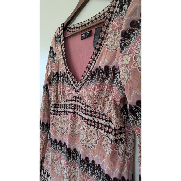 Vintage Y2K Axcess Paisley Babydoll Top M Mesh Fairy Grunge Sheer Pink Black - Picture 5 of 10